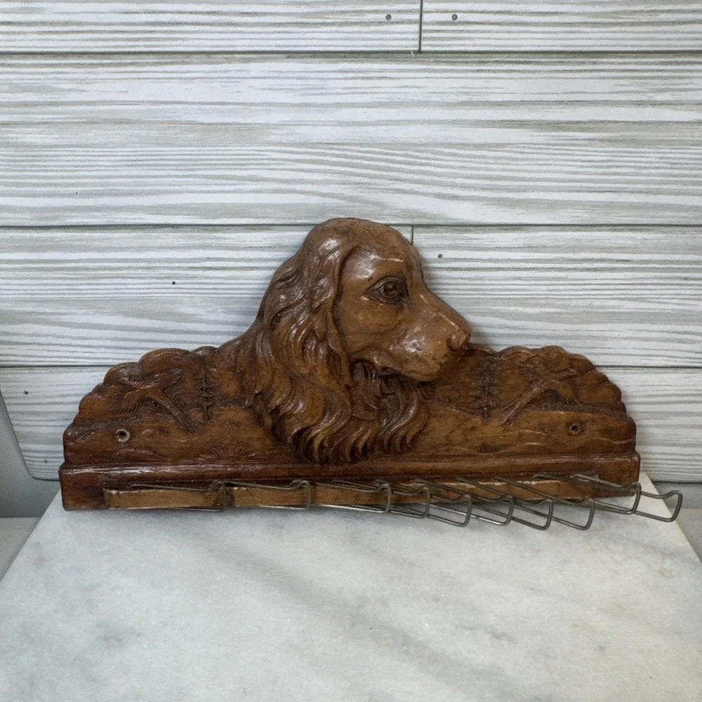BS3 Vint chalkware Irish setter cocker spaniel rooster pheasant tie belt hanger